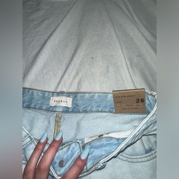 Pacsun Eco Light Blue Ripped Low Rise Baggy Jeans NWT - Picture 5 of 11